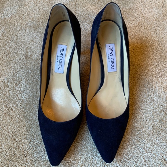 Jimmy Choo Shoes - Jimmy Choo 85 mm Navy Suede Romy Pump